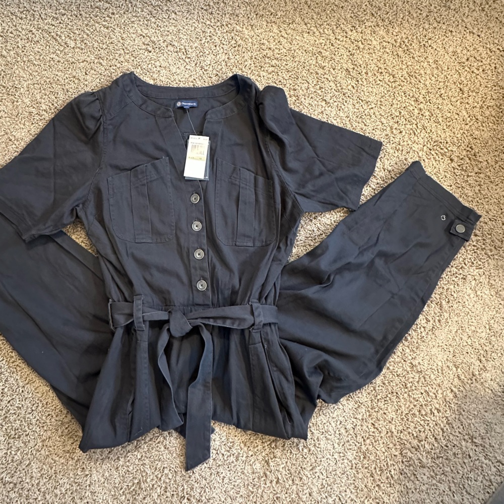 DEMOCRACY size 1X Twill Shortsleeved Belted Jumpsuit NEW